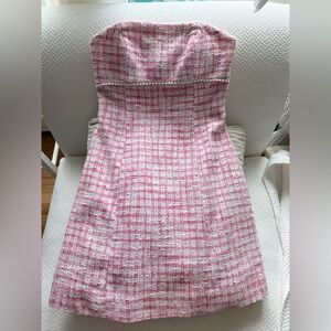 Lilly Pulitzer Pink and White Strapless Sheath Dress